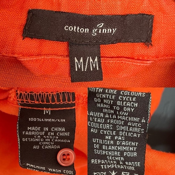 COTTON GINNY Linen Button Front Long Sleeve Blouse M - Picture 12 of 12